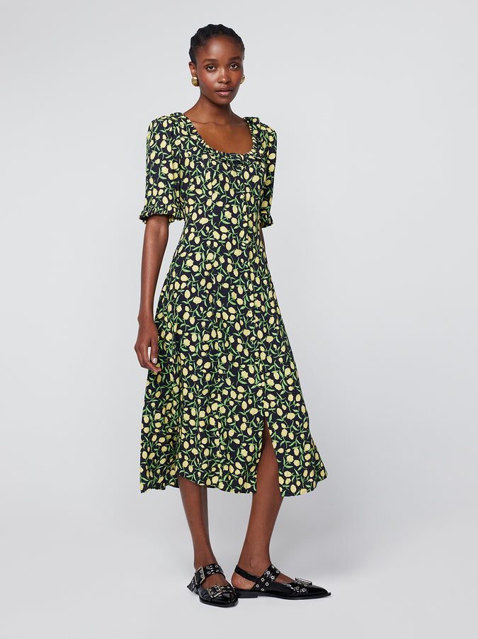Violette Yellow Tulip Print Dress
