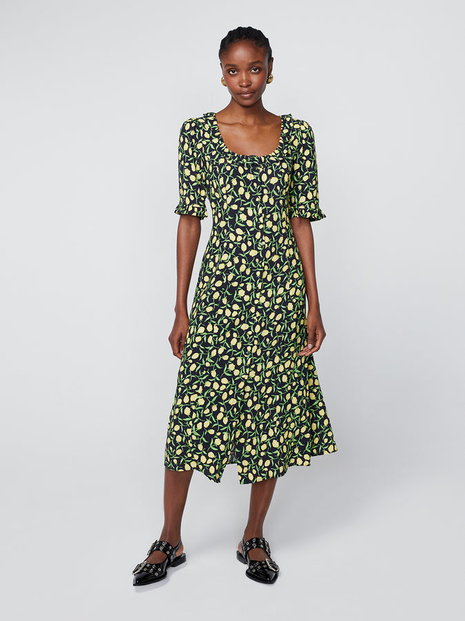 Violette Yellow Tulip Print Dress