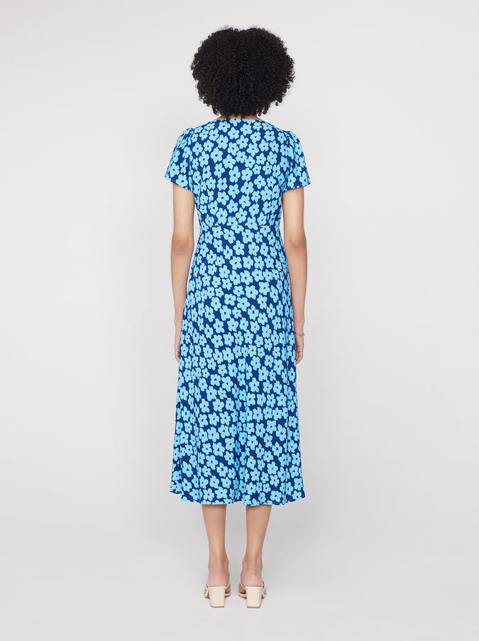 Effie Blue Blurred Floral Maxi Dress