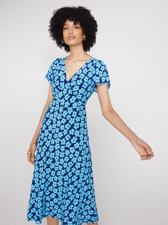 Effie Blue Blurred Floral Maxi Dress
