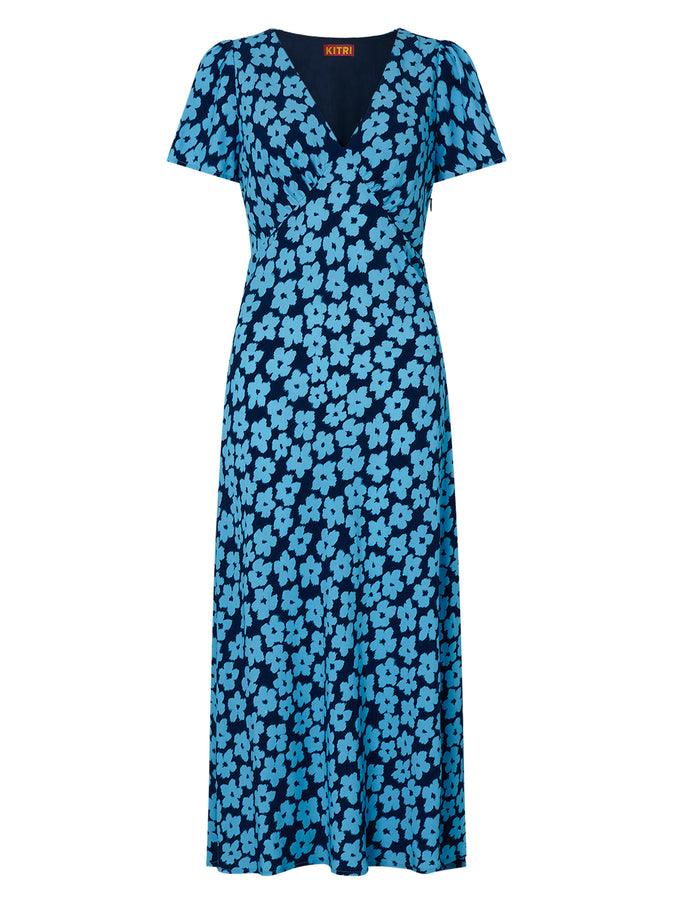 Effie Blue Blurred Floral Maxi Dress