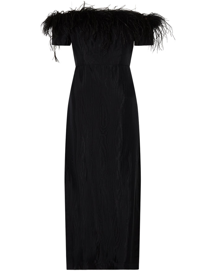 Vivien Black Feather Midi Dress