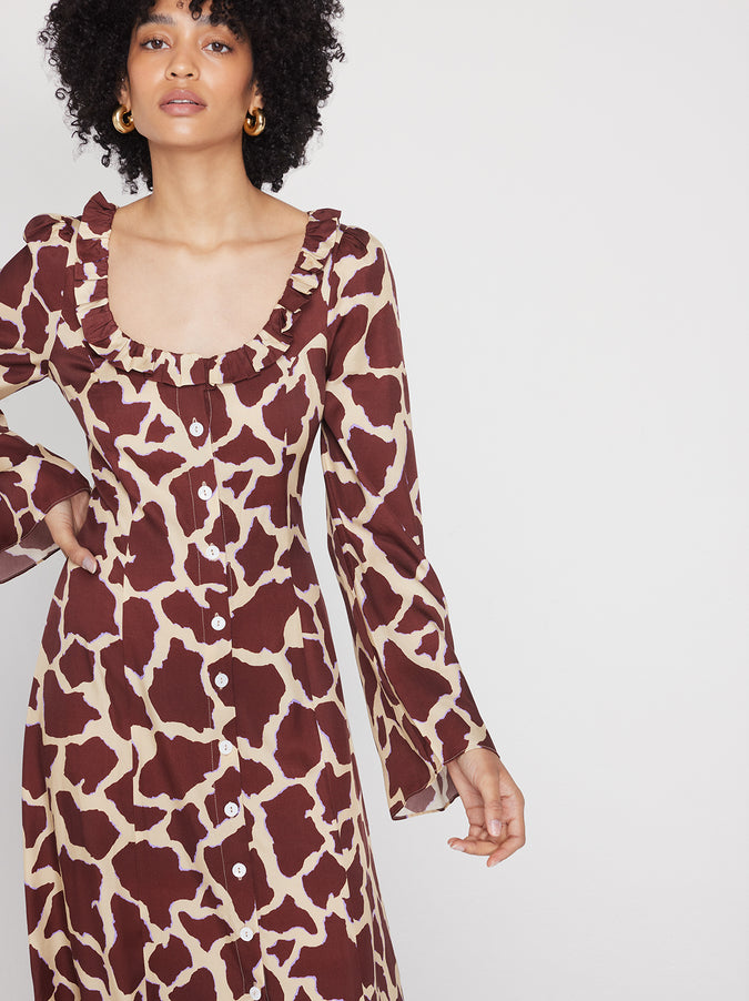 Flora Giraffe Print Midi Dress
