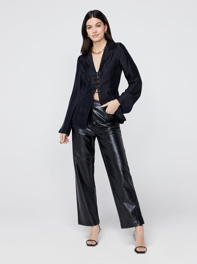 Caprice Tie Front Black Top