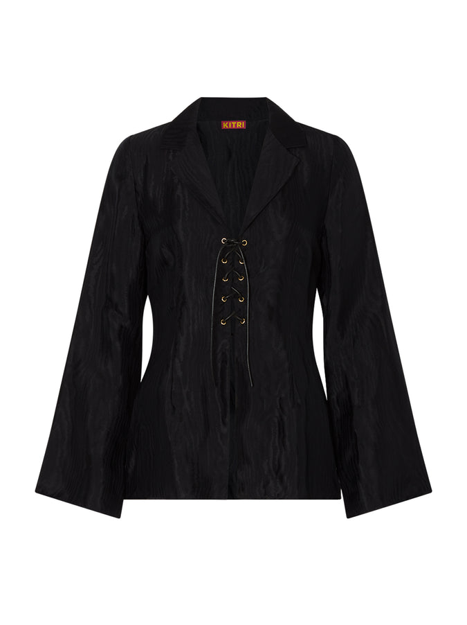 Caprice Tie Front Black Top