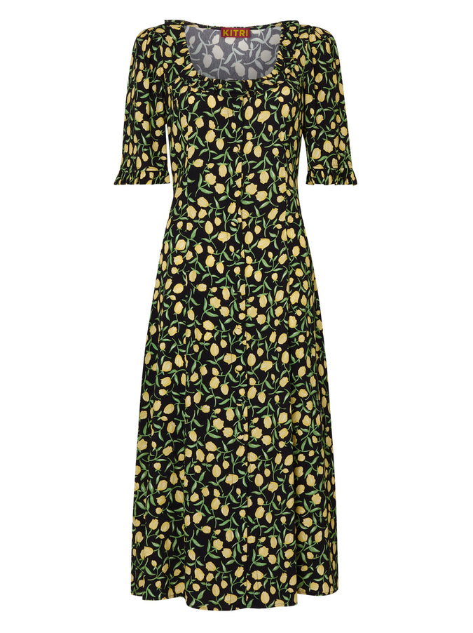 Violette Yellow Tulip Print Dress