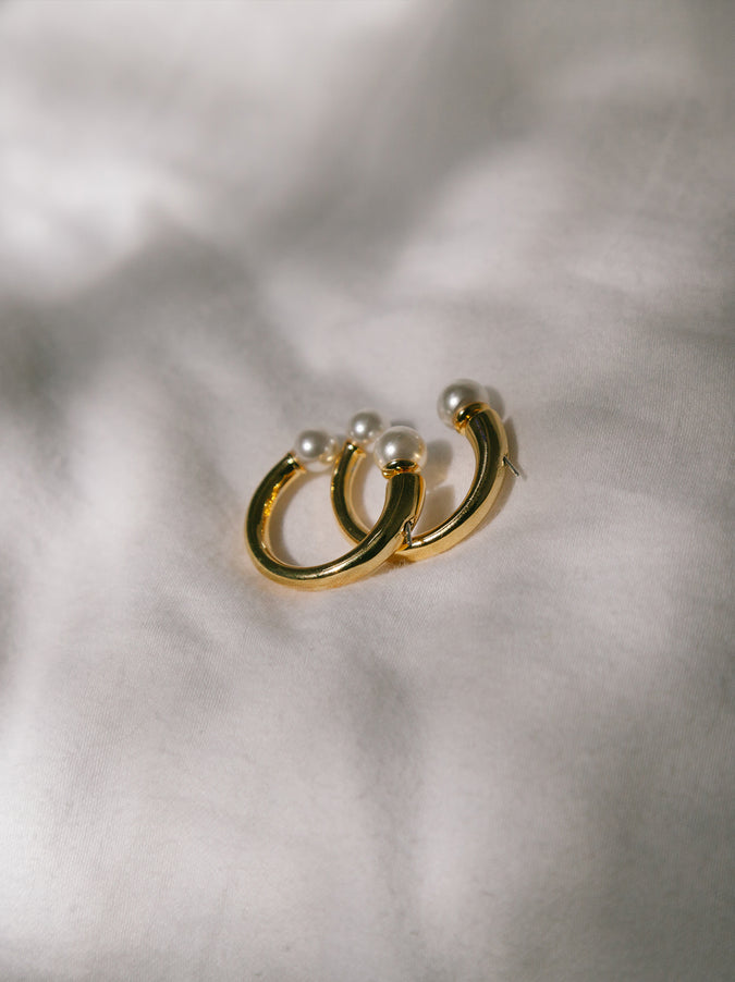 Pearl Back Small Hoop Earrings