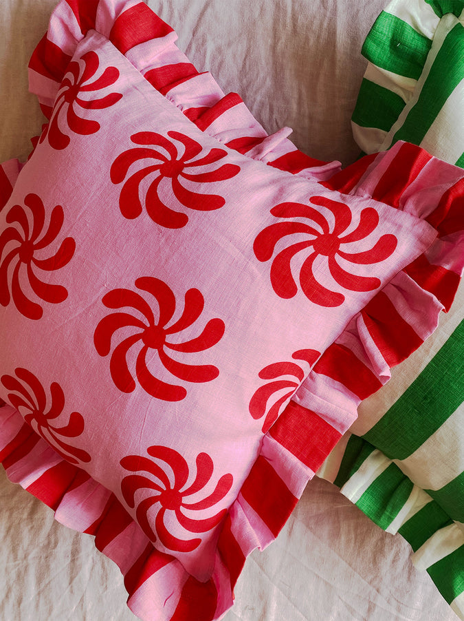 ALB x KITRI Pink Geo Floral Cushion Cover