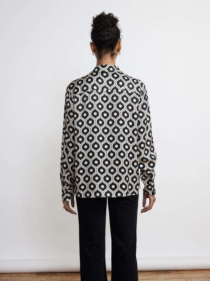 Abby Black Wallpaper Print Shirt by KITRI Studio