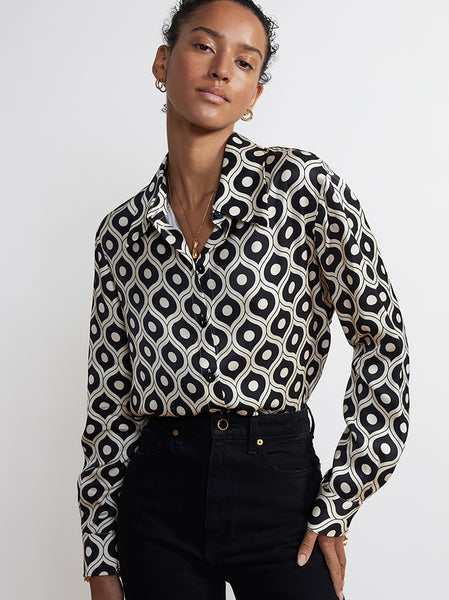 Polka Dot Print Blouse - Black