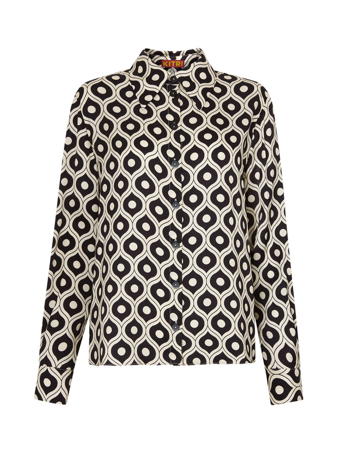 Abby Black Wallpaper Print Shirt by KITRI Studio