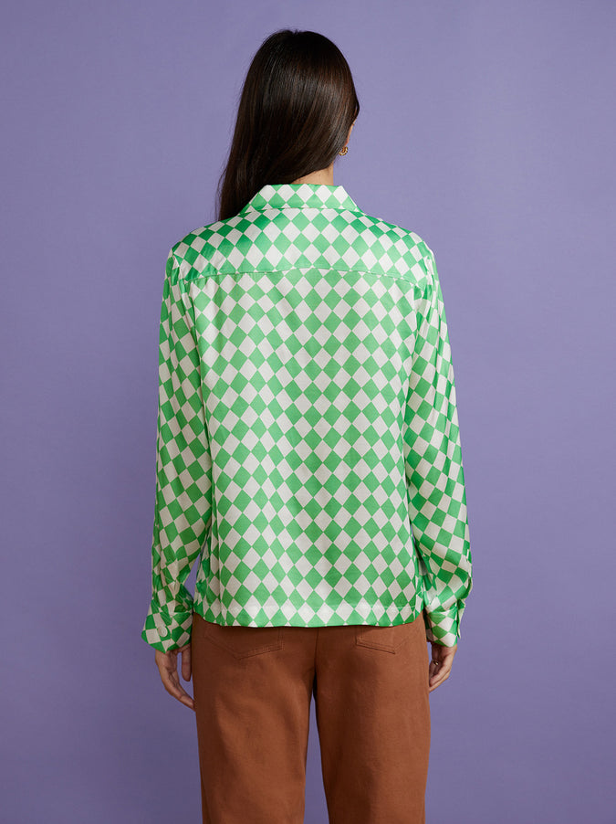 Adina Green Checker Top
