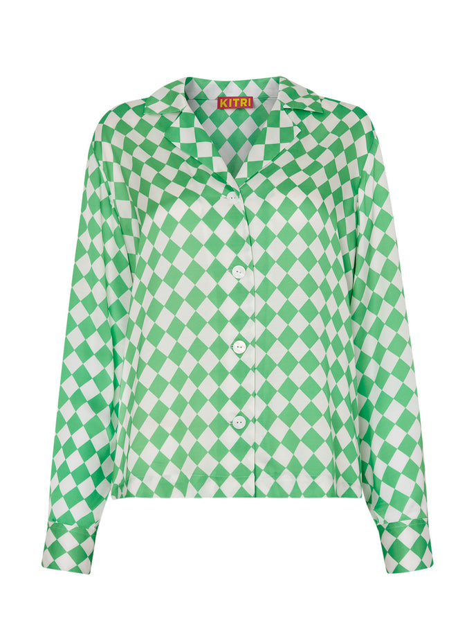 Adina Green Checker Top