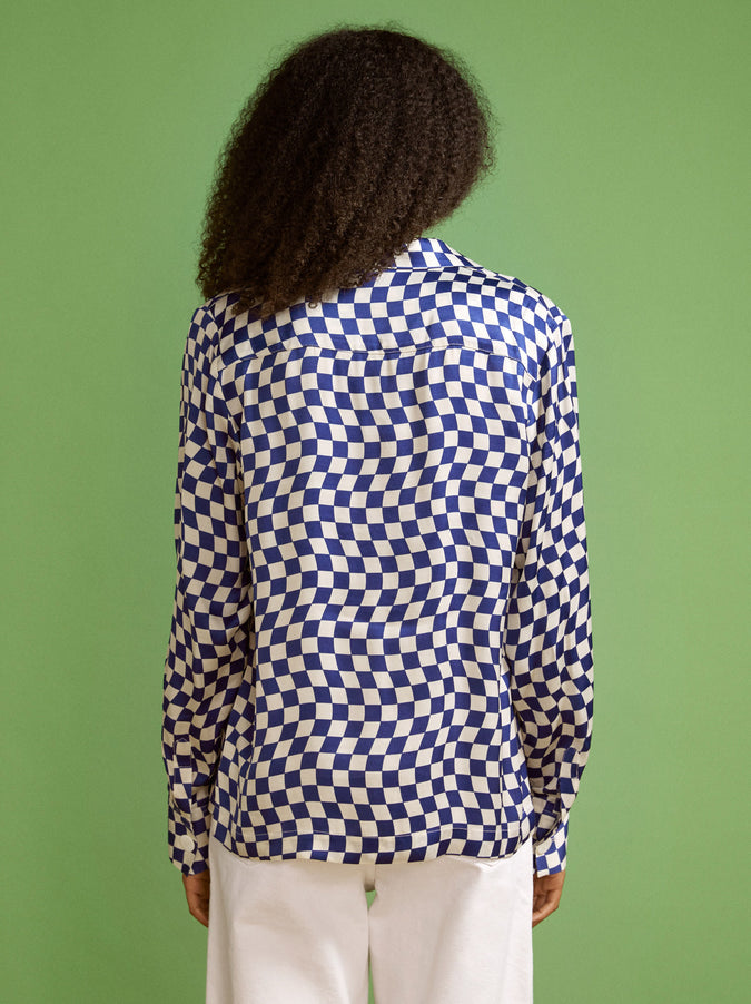 Adina Navy Checker Top by KITRI Studio
