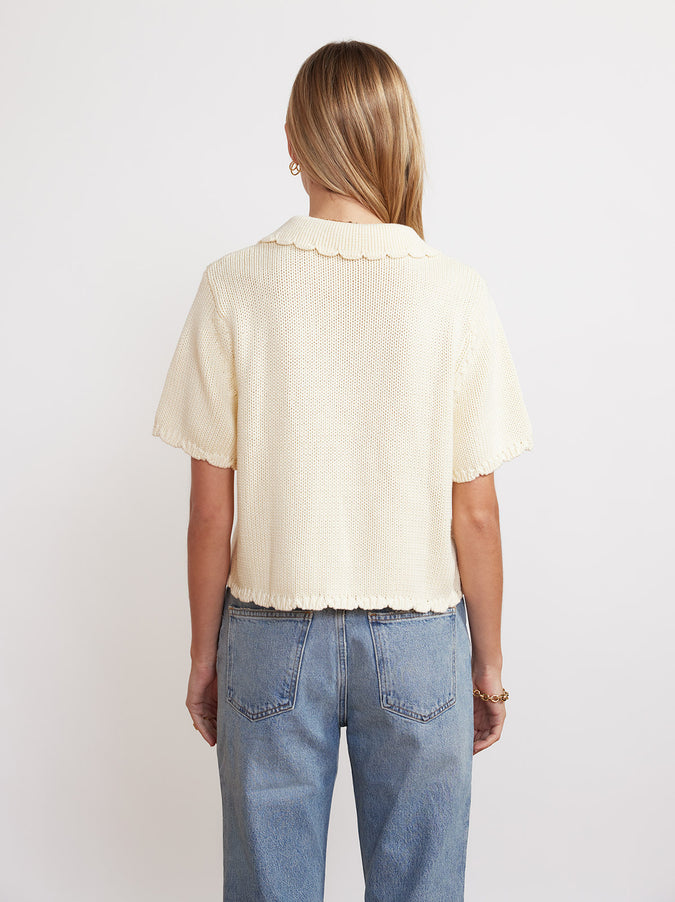 Aida Ivory Polo Top by KITRI Studio