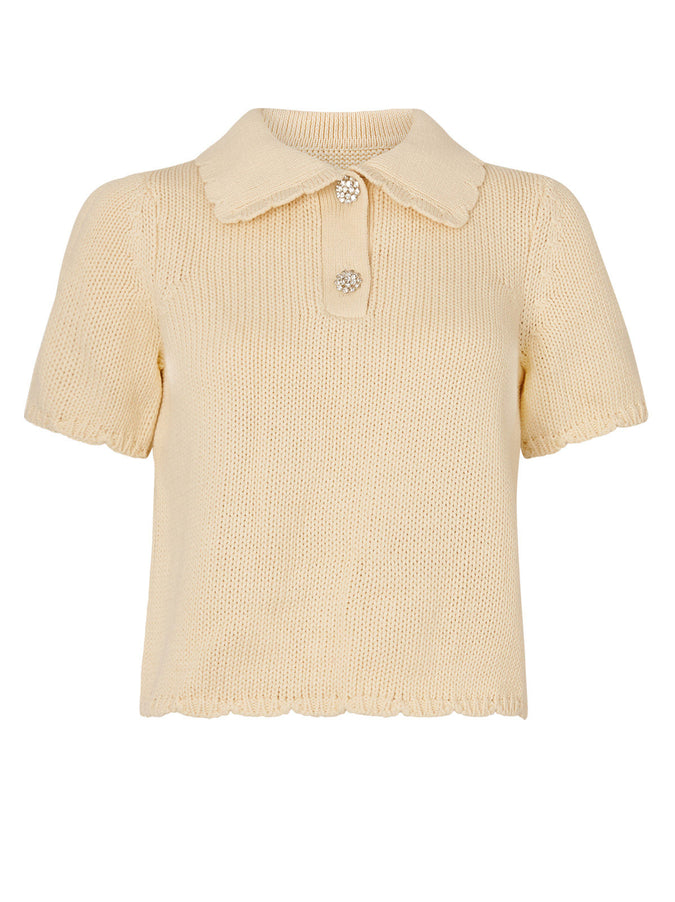 Aida Ivory Polo Top by KITRI Studio