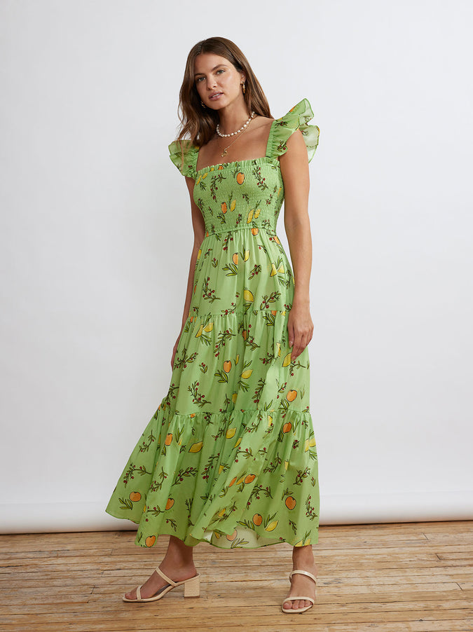 Aisha Green Citrus Maxi Dress by KITRI Studio