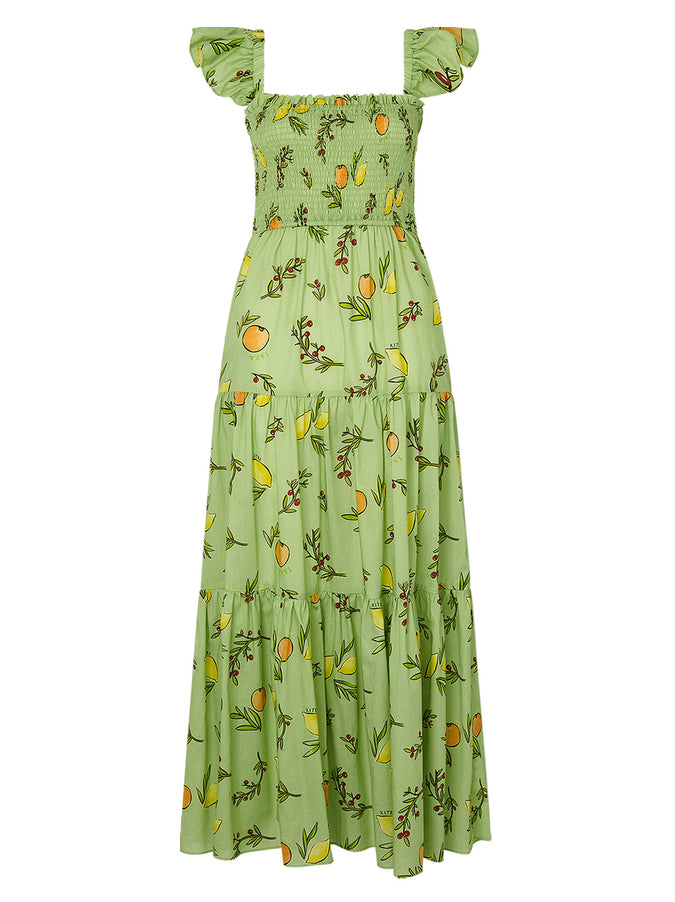 Aisha Green Citrus Maxi Dress