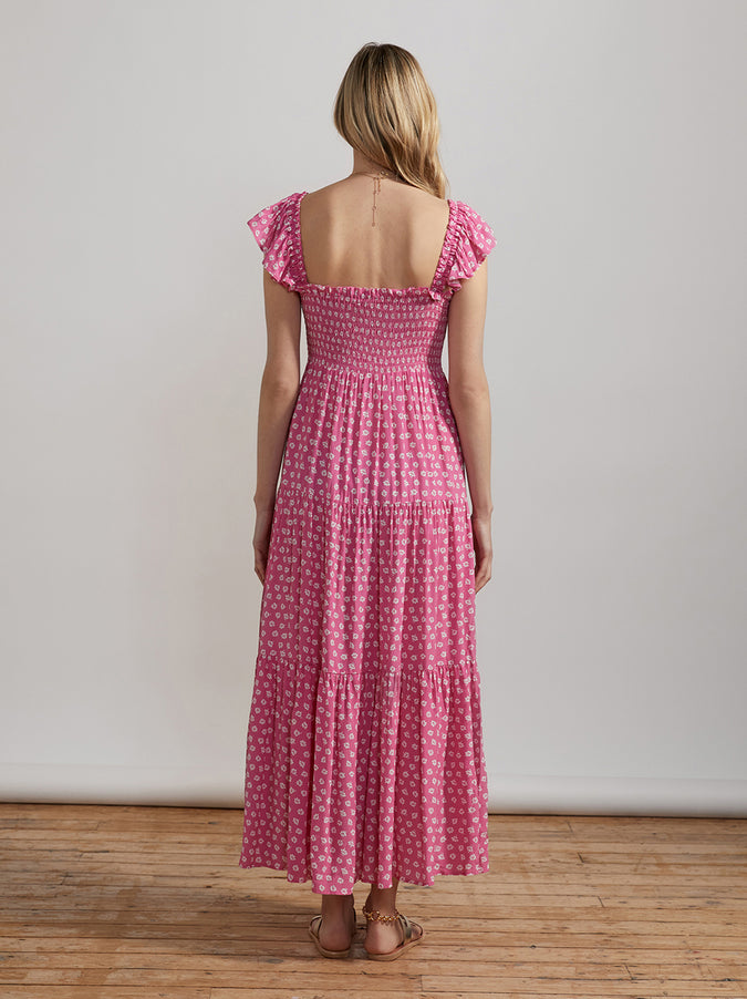 Aisha Pink Ditsy Floral Maxi Dress