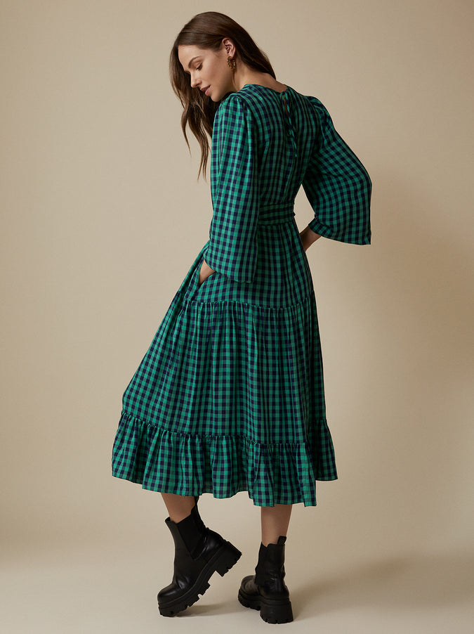 Alana Checked Midi Dress by KITRI Studio