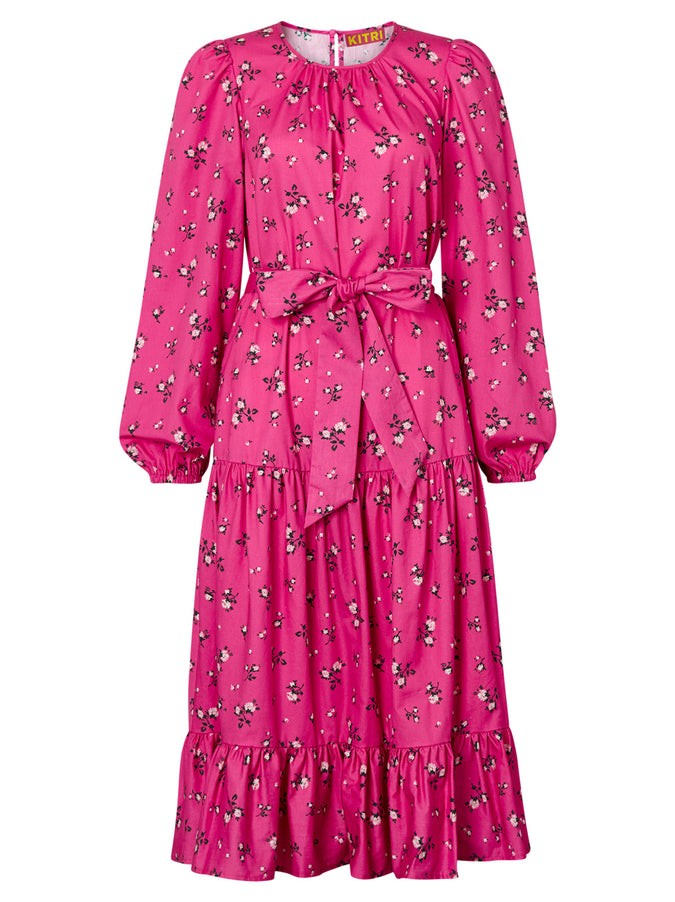 Alana Pink Floral Midi Dress by KITRI Studio