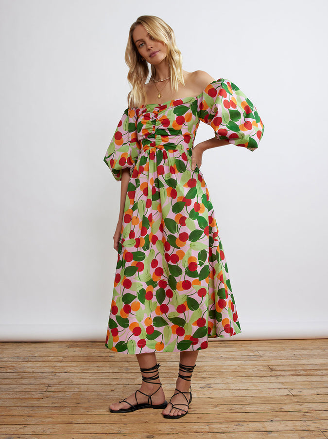 Alexis Multi Cherry Bardot Dress by KITRI Studio