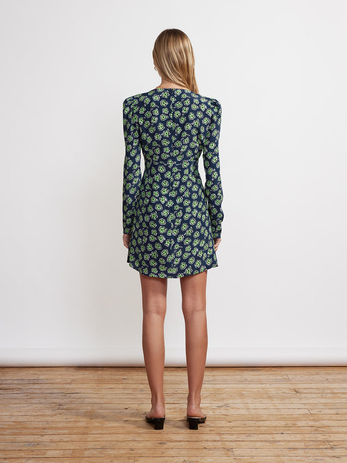 Amalie Blue Painted Floral Tie Front Mini Dress by KITRI Studio