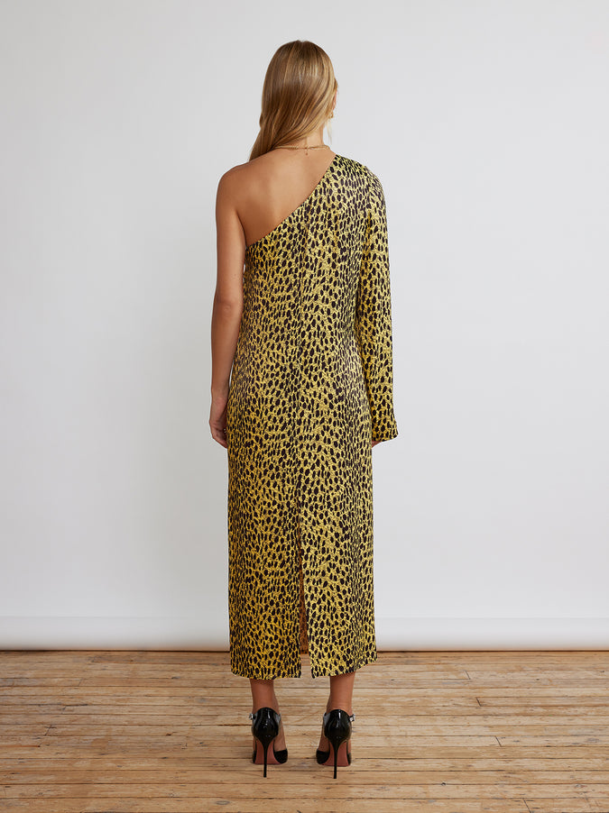 Amber Cheetah Print One Shoulder Dress by KITRI Studio