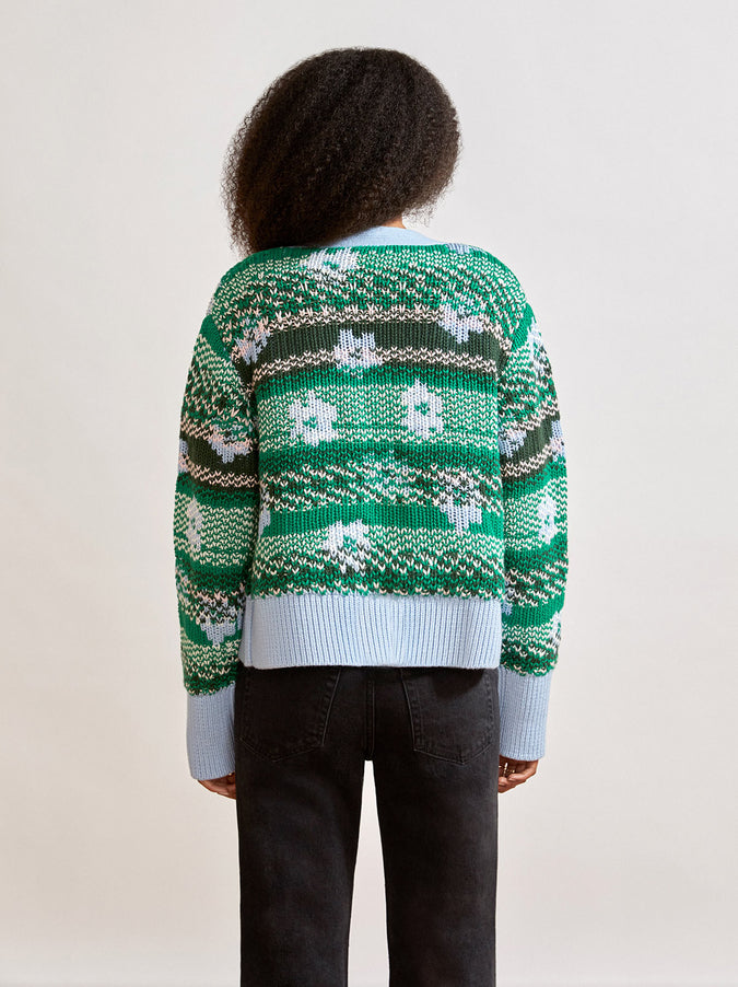 Anais Blue Floral Cotton Cardigan by KITRI Studio