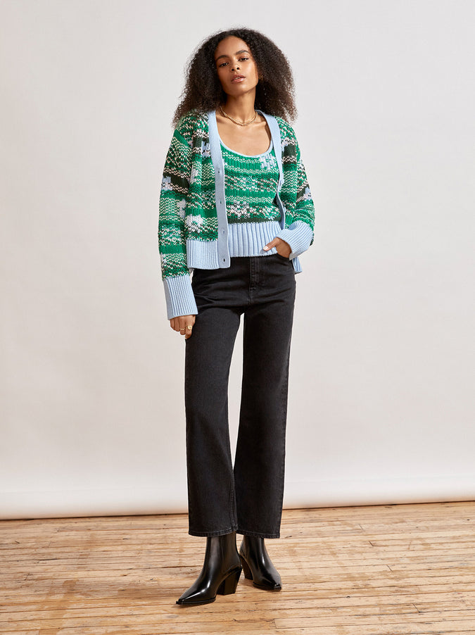 Anais Blue Floral Cotton Cardigan by KITRI Studio