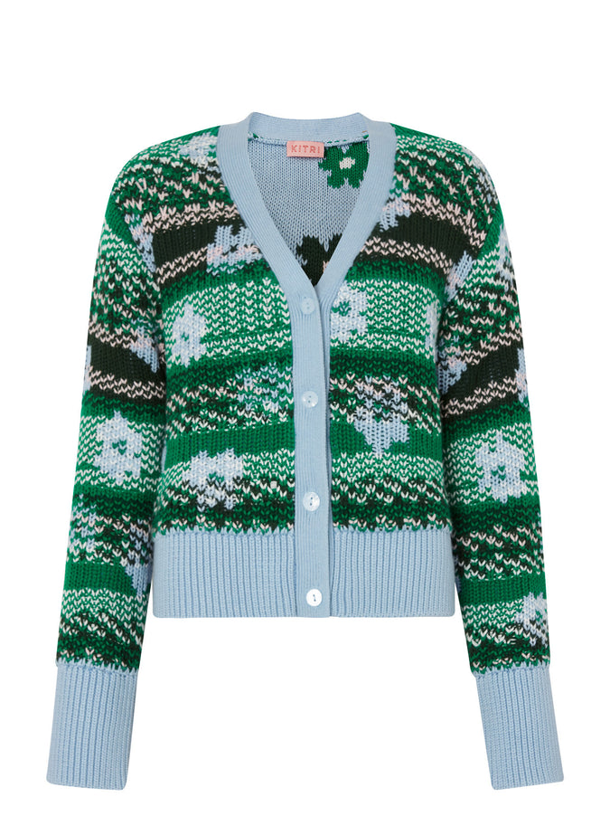 Anais Blue Floral Cotton Cardigan by KITRI Studio