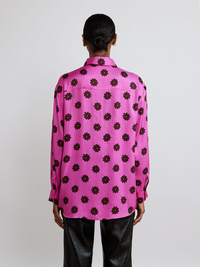 Angela Pink Retro Floral Shirt by KITRI Studio