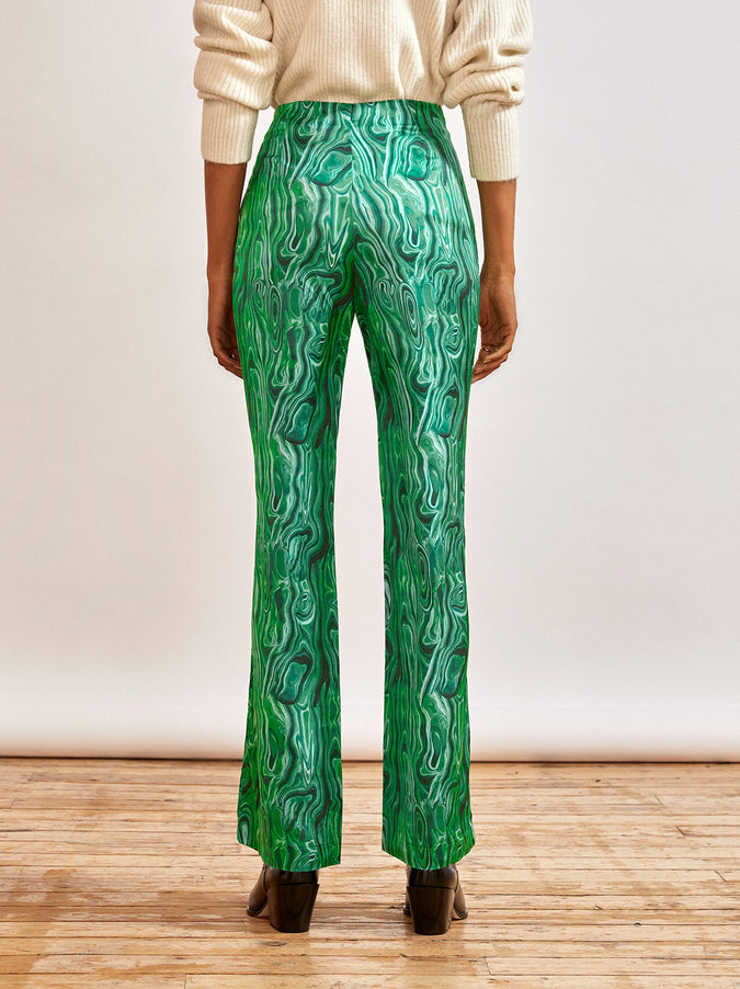 Anika Green Malachite Print Trousers by KITRI Studio