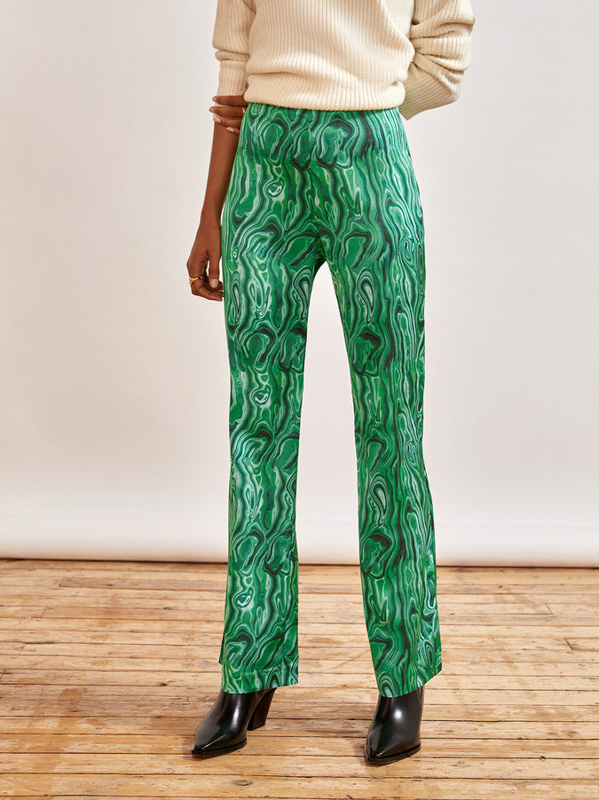 Anika Green Malachite Print Trousers by KITRI Studio