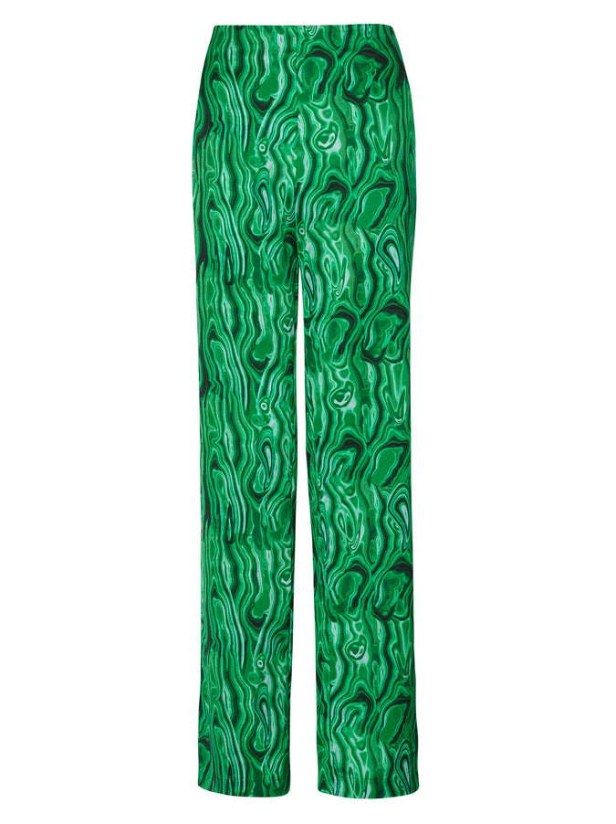 Anika Green Malachite Print Trousers by KITRI Studio