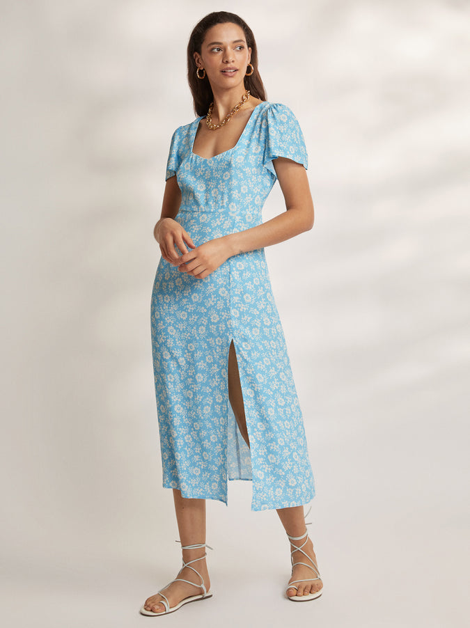 Antonella Blue Floral Midi Dress by KITRI Studio