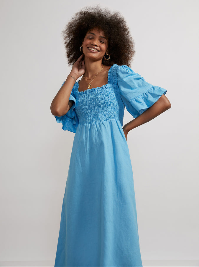 Arabella Azure Blue Midi Dress