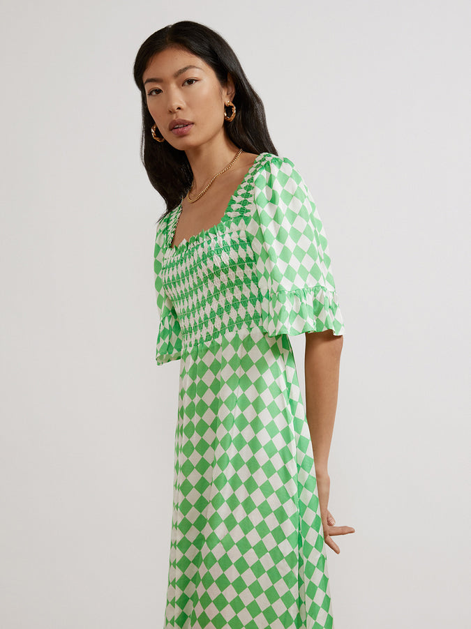 Arabella Green Checker Dress