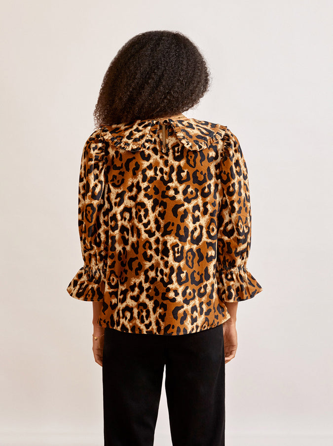 Arlett Animal Print Cotton Velvet Top by KITRI Studio