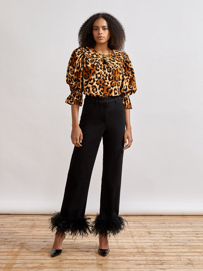 Arlett Animal Print Cotton Velvet Top by KITRI Studio