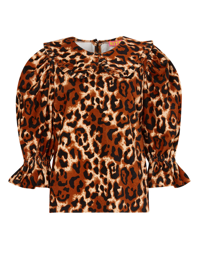 Arlett Animal Print Cotton Velvet Top by KITRI Studio