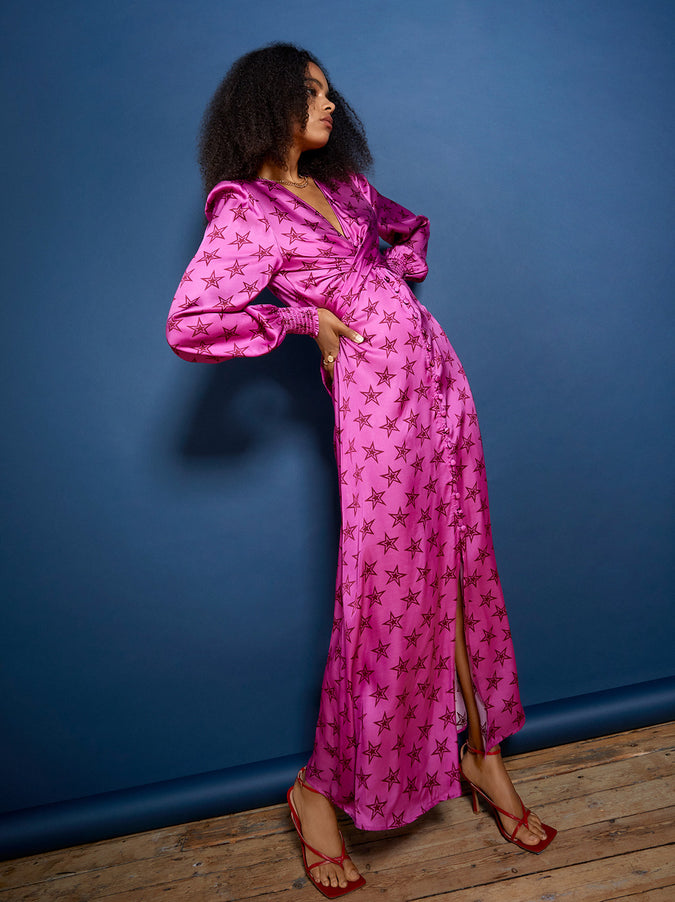 Aurora Retro Star Print Maxi Dress by KITRI Studio