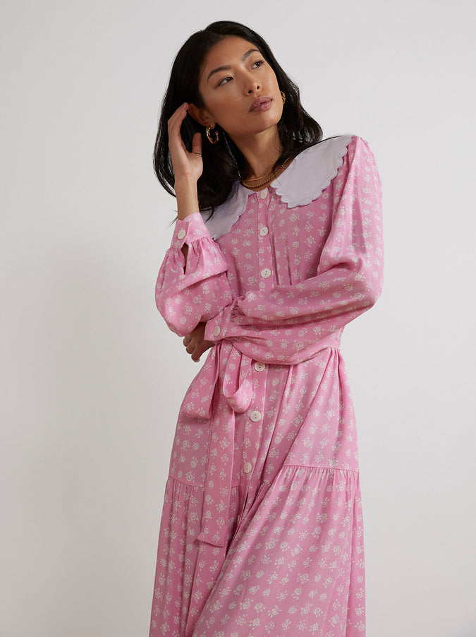 Ayla Pink Floral Shirt Dress