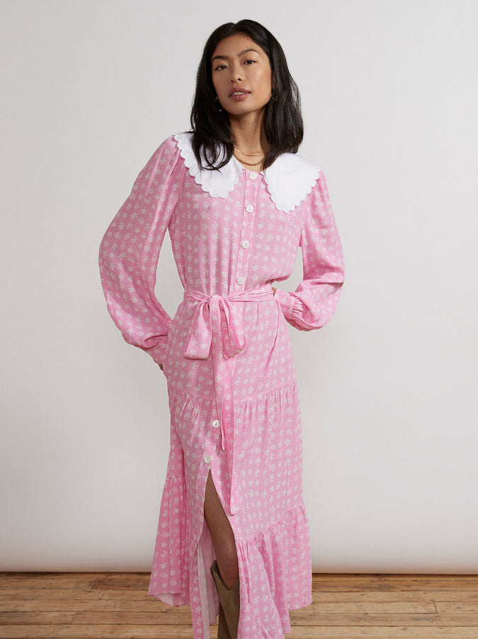 Ayla Pink Floral Shirt Dress