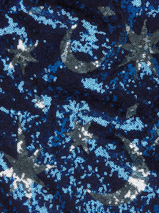Carmina Blue Sequin Wrap Top