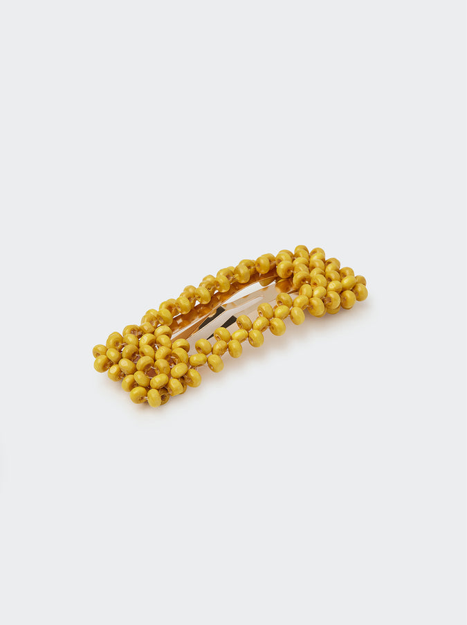 Beaded Yellow Hair Clip