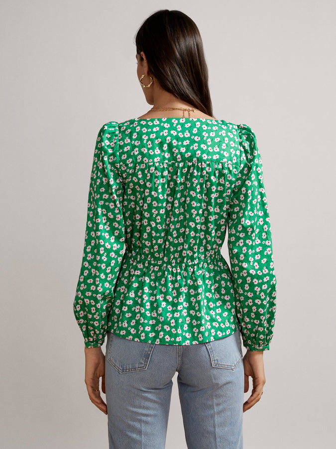 Beata Green Floral Cotton Top by KITRI Studio