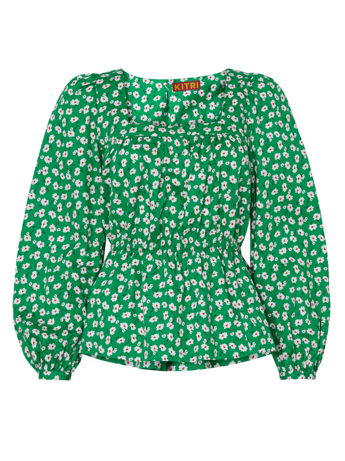 Beata Green Floral Cotton Top by KITRI Studio