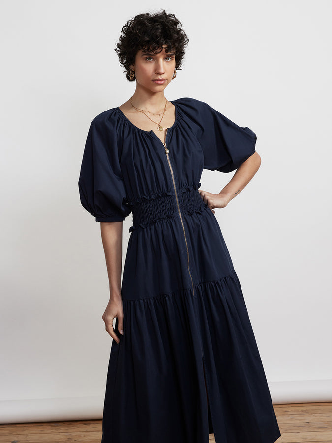 Beatrix Navy Cotton Midi Dress by KITRI StudioBeatrix Navy Cotton Midi Dress by KITRI Studio