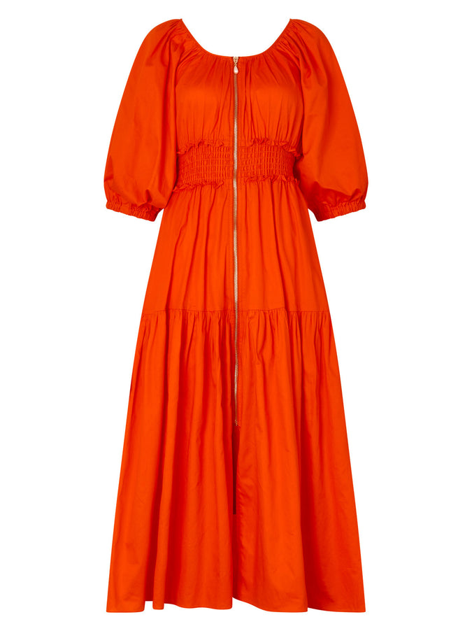 Beatrix Red Cotton Midi Dress by KITRI Studio